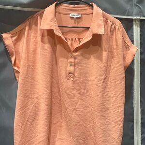 Calvin Klein Women's Coral Button Down Shirt